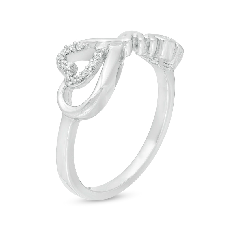 0.04 CT. T.W. Diamond Heart and "mom" Infinity Loop Ring in Sterling Silver - Size 7|Peoples Jewellers