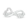 Thumbnail Image 4 of 0.04 CT. T.W. Diamond Heart and "mom" Infinity Loop Ring in Sterling Silver - Size 7