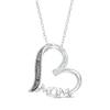 Thumbnail Image 0 of Enhanced Black and White Diamond Accent "MOM" Heart Pendant in Sterling Silver