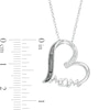 Thumbnail Image 2 of Enhanced Black and White Diamond Accent "MOM" Heart Pendant in Sterling Silver