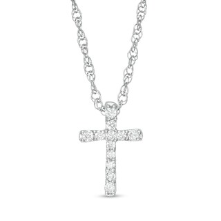 0.06 CT. T.W. Diamond Cross Pendant in Sterling Silver