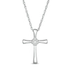 Thumbnail Image 1 of 0.04 CT. T.W. Composite Diamond Cross Pendant in 10K White Gold