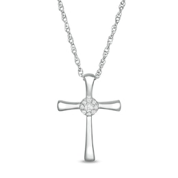 0.04 CT. T.W. Composite Diamond Cross Pendant in 10K White Gold