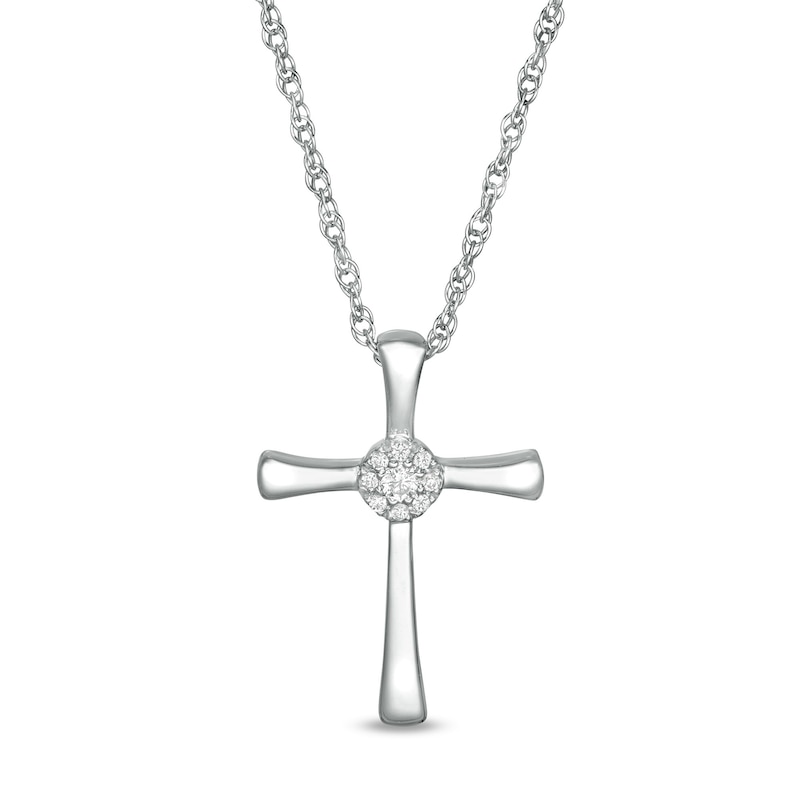 0.04 CT. T.W. Composite Diamond Cross Pendant in 10K White Gold