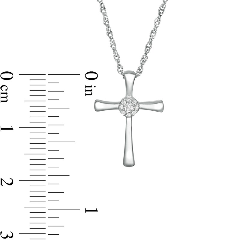 Main Image 3 of 0.04 CT. T.W. Composite Diamond Cross Pendant in 10K White Gold