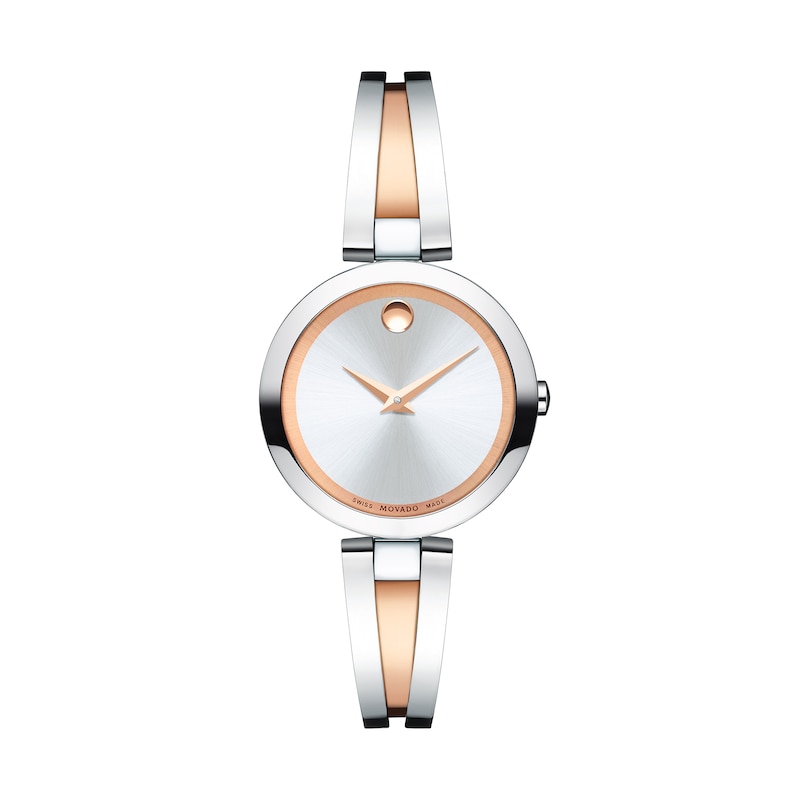 Ladies' Movado Aleena Two-Tone Bangle Watch with Silver-Tone Dial (Model: 0607151)|Peoples Jewellers