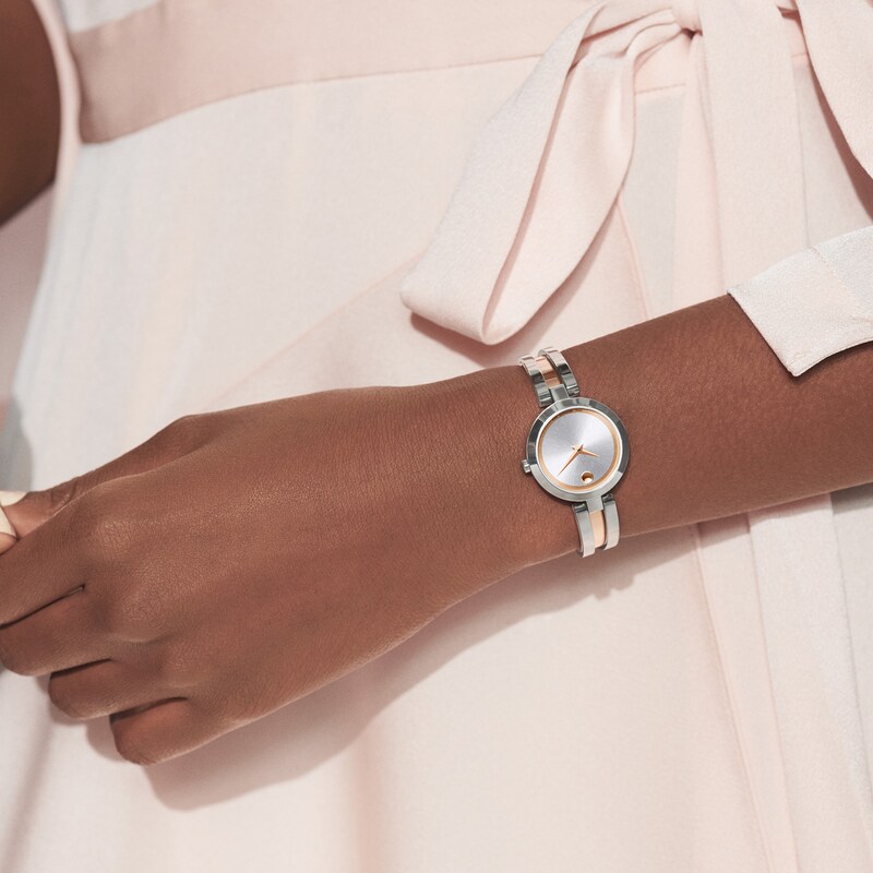 Main Image 2 of Ladies' Movado Aleena Two-Tone Bangle Watch with Silver-Tone Dial (Model: 0607151)
