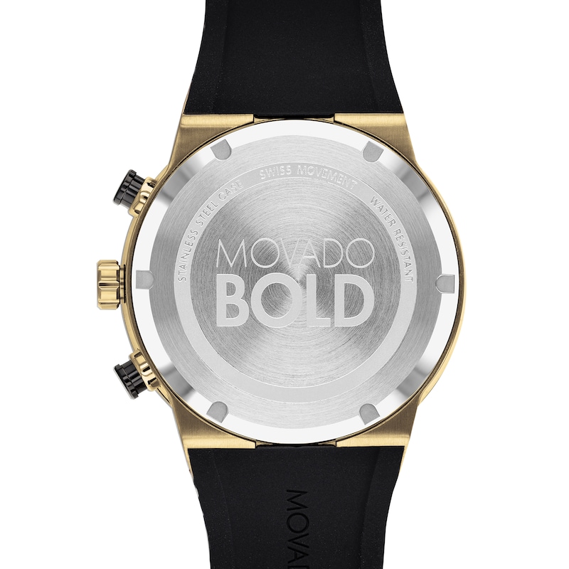 Men's Movado Bold® Chronograph Gold-Tone IP and Black Ceramic Watch with Black Dial (Model: 3600712)|Peoples Jewellers