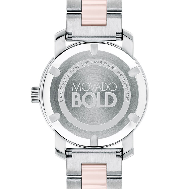 Main Image 3 of Ladies' Movado Bold® Crystal Accent Pink Ceramic and Silver-Tone Watch (Model: 3600702)