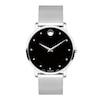 Thumbnail Image 1 of Men's Movado Museum® Classic Diamond Accent Silver-Tone Mesh Watch with Black Dial (Model: 607511)