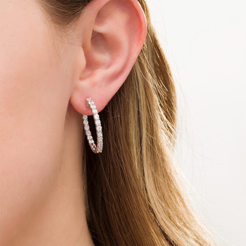 0.25 CT. T.W. Diamond Inside-Out Hoop Earrings in Sterling Silver