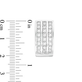 1.00 CT. T.W. Diamond Triple Row Huggie Hoop Earrings in Sterling Silver