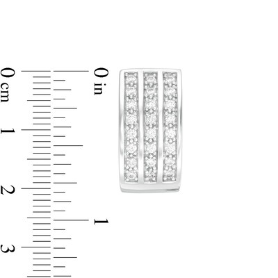 1.00 CT. T.W. Diamond Triple Row Huggie Hoop Earrings in Sterling Silver