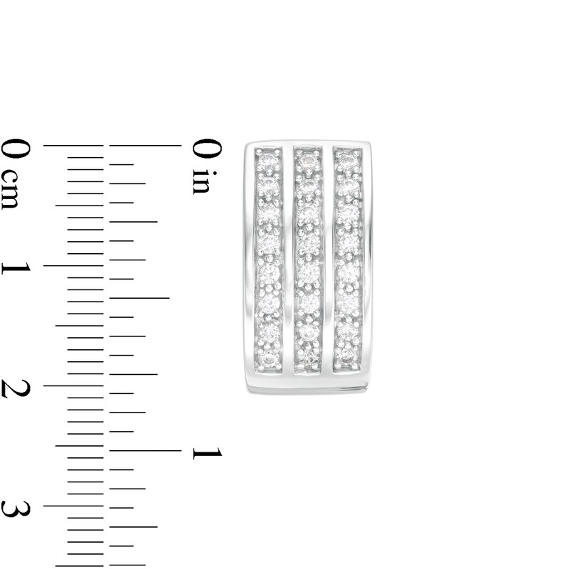 Main Image 3 of 1.00 CT. T.W. Diamond Triple Row Huggie Hoop Earrings in Sterling Silver