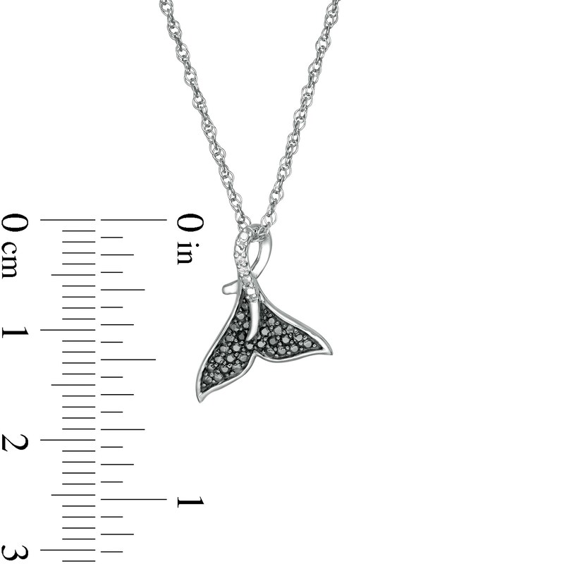 Main Image 3 of 0.04 CT. T.W. Enhanced Black and White Diamond Mermaid Tail Pendant in Sterling Silver