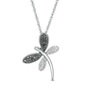 Thumbnail Image 0 of 0.04 CT. T.W. Enhanced Black and White Diamond Dragonfly Pendant in Sterling Silver