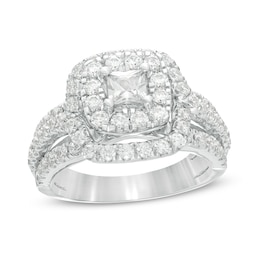 2.00 CT. T.W. Canadian Certified Princess-Cut Diamond Double Frame Multi-Row Engagement Ring in 10K White Gold (I/I1)
