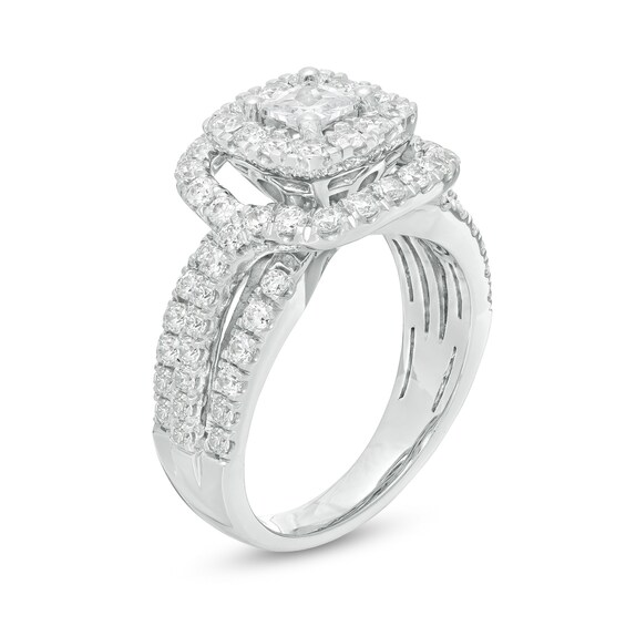 2.00 CT. T.W. Canadian Certified Princess-Cut Diamond Double Frame Multi-Row Engagement Ring in 10K White Gold (I/I1)