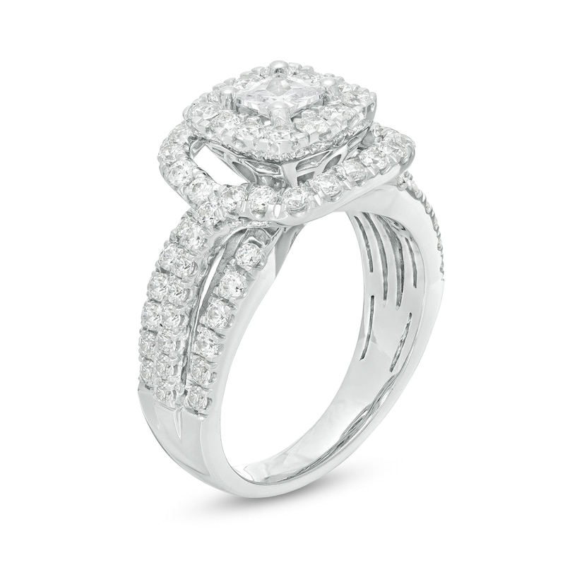 Main Image 3 of 2.00 CT. T.W. Canadian Certified Princess-Cut Diamond Double Frame Multi-Row Engagement Ring in 10K White Gold (I/I1)