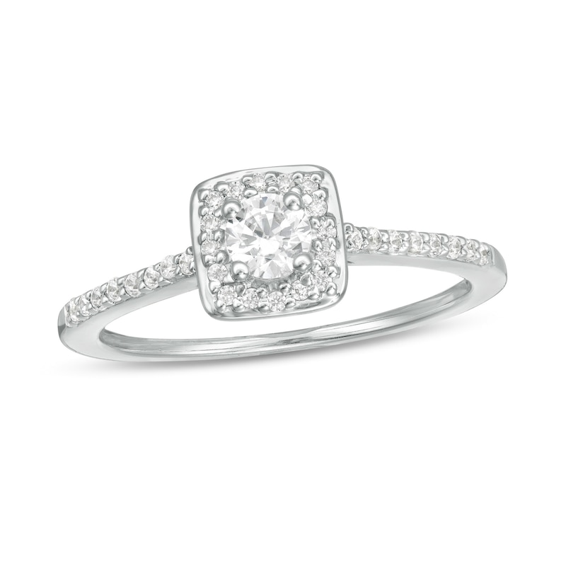 0.40 CT. T.W. Diamond Cushion Frame Engagement Ring in 10K White Gold|Peoples Jewellers