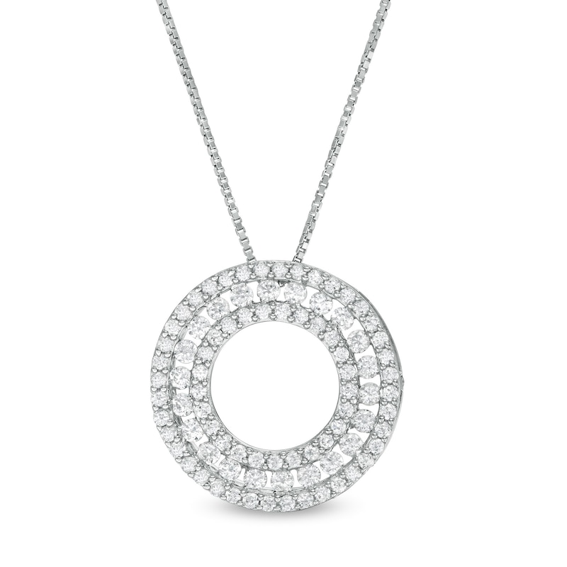 Main Image 1 of 1.00 CT. T.W. Diamond Circle Pendant in Sterling Silver