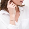 Thumbnail Image 2 of 0.10 CT. T.W. Diamond Double Heart Loop Bolo Bracelet in Sterling Silver and 10K Rose Gold - 9.50"