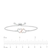 Thumbnail Image 3 of 0.10 CT. T.W. Diamond Double Heart Loop Bolo Bracelet in Sterling Silver and 10K Rose Gold - 9.50"