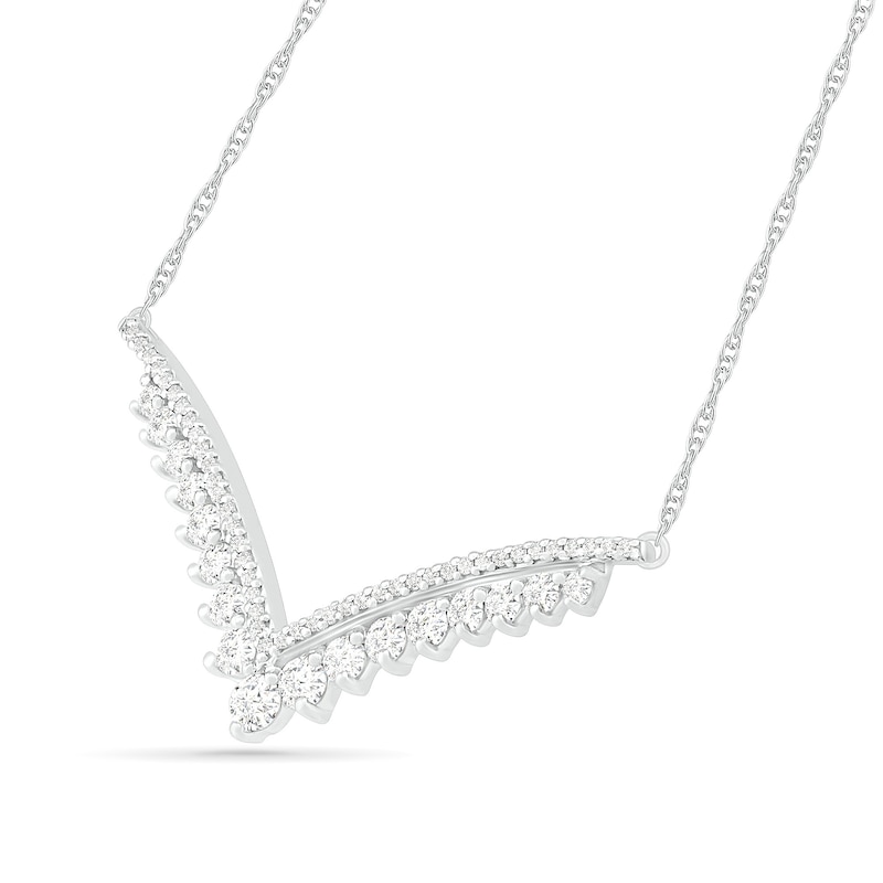 0.45 CT. T.W. Diamond Graduated Double Row Chevron Necklace in Sterling Silver