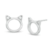Thumbnail Image 1 of 0.04 CT. T.W. Diamond Cat Stud Earrings in Sterling Silver