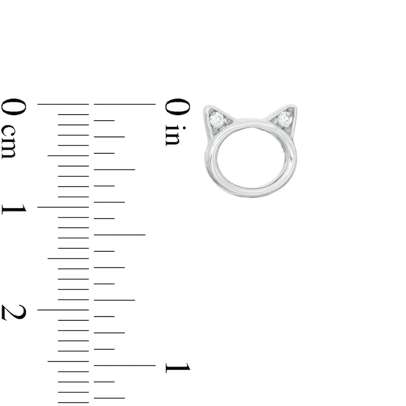 Main Image 3 of 0.04 CT. T.W. Diamond Cat Stud Earrings in Sterling Silver