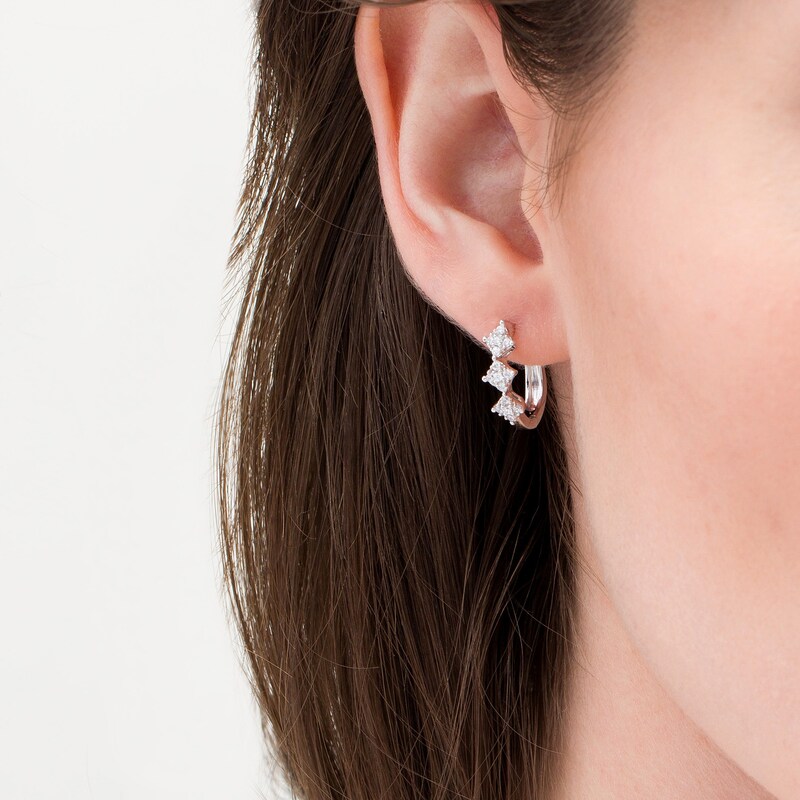 Main Image 2 of 0.20 CT. T.W. Composite Diamond Trio Hoop Earrings in Sterling Silver