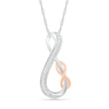 Thumbnail Image 0 of 0.085 CT. T.W. Diamond Double Infinity Loop Pendant in Sterling Silver and 10K Rose Gold