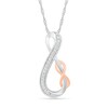 Thumbnail Image 0 of 0.085 CT. T.W. Diamond Double Infinity Loop Pendant in Sterling Silver and 10K Rose Gold