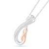 Thumbnail Image 1 of 0.085 CT. T.W. Diamond Double Infinity Loop Pendant in Sterling Silver and 10K Rose Gold