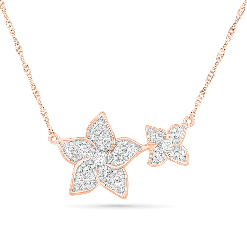 0.23 CT. T.W. Diamond Flower Necklace in 10K Rose Gold|Peoples Jewellers