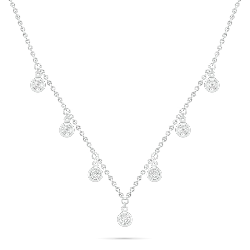 0.085 CT. T.W. Diamond Circle Station Necklace in Sterling Silver