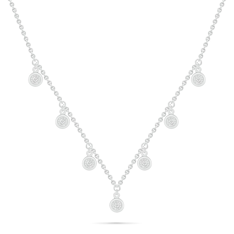 0.085 CT. T.W. Diamond Circle Station Necklace in Sterling Silver