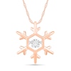 Thumbnail Image 0 of Unstoppable Love™ Diamond Accent Solitaire Snowflake Pendant in Sterling Silver with 14K Rose Gold Plate
