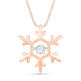 Unstoppable Love™ Diamond Accent Solitaire Snowflake Pendant in Sterling Silver with 14K Rose Gold Plate