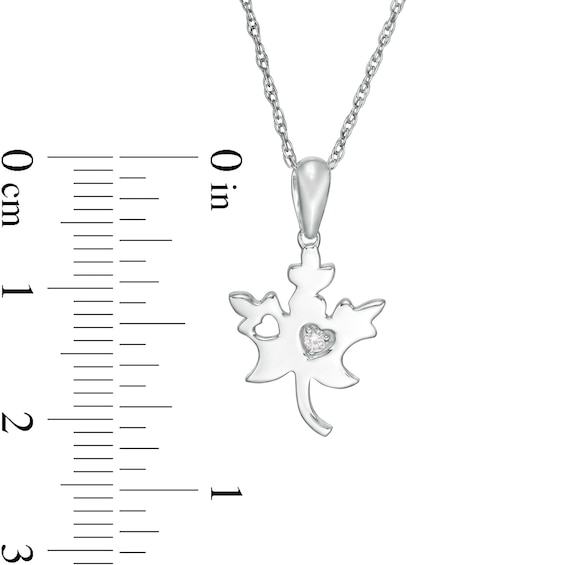 Diamond Accent Solitaire Maple Leaf Pendant in Sterling Silver