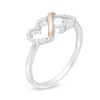 0.10 CT. T.W. Diamond Double Heart Loop Ring in Sterling Silver and 10K Rose Gold - Size 7