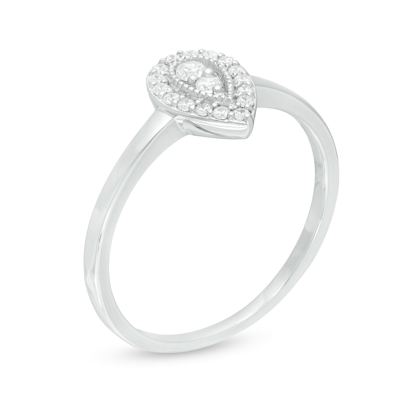 Main Image 3 of 0.16 CT. T.W. Diamond Teardrop-Shaped Vintage-Style Promise Ring in 10K White Gold