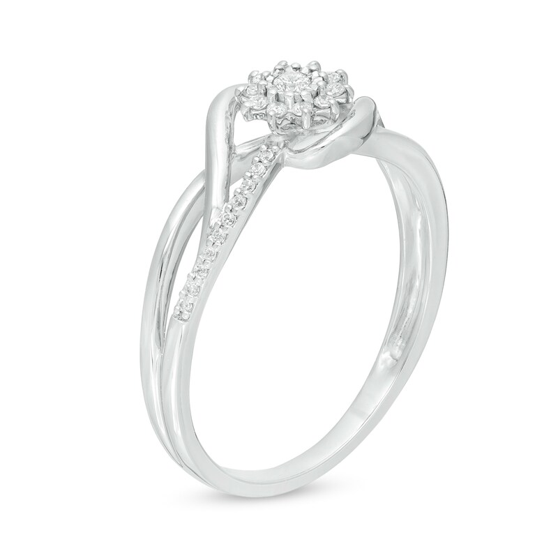 Main Image 3 of 0.16 CT. T.W. Diamond Bypass Twist Shank Promise Ring in 10K White Gold