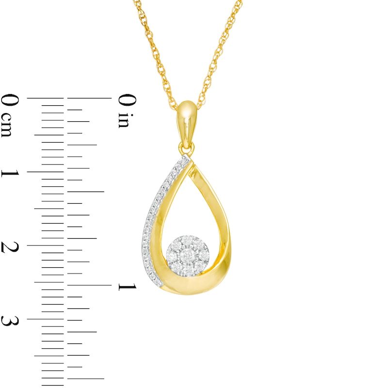 Main Image 3 of 0.20 CT. T.W. Composite Diamond Teardrop-Shaped Pendant in 10K Gold