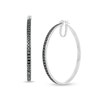 Thumbnail Image 0 of 2.00 CT. T.W. Black Diamond Hoop Earrings in Sterling Silver