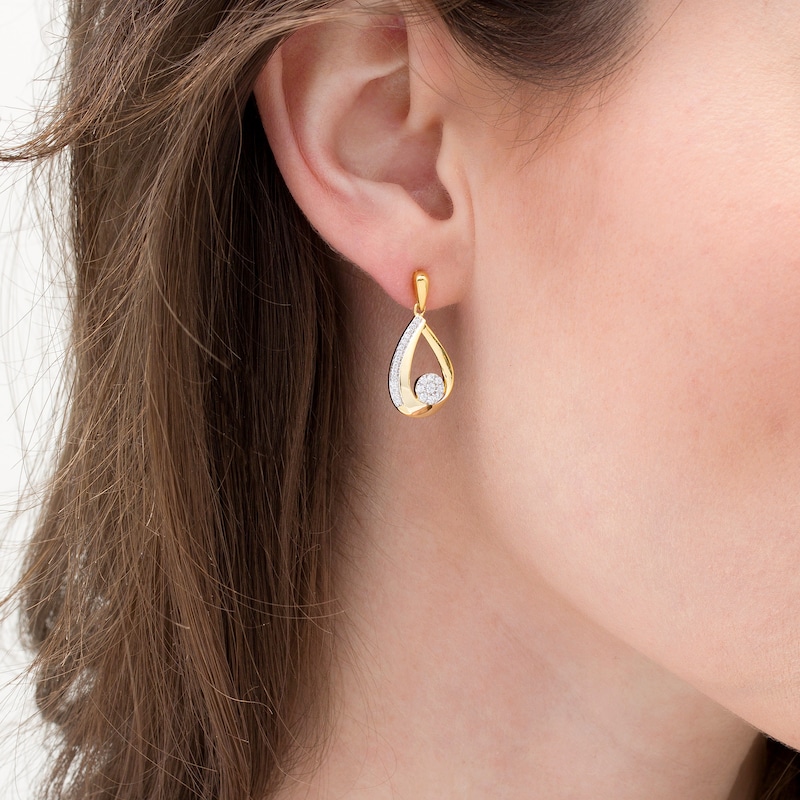 Main Image 2 of 0.25 CT. T.W. Composite Diamond Teardrop-Shaped Drop Earrings in 10K Gold