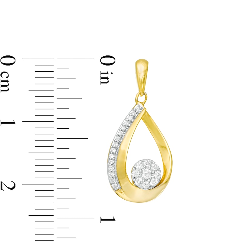Main Image 3 of 0.25 CT. T.W. Composite Diamond Teardrop-Shaped Drop Earrings in 10K Gold