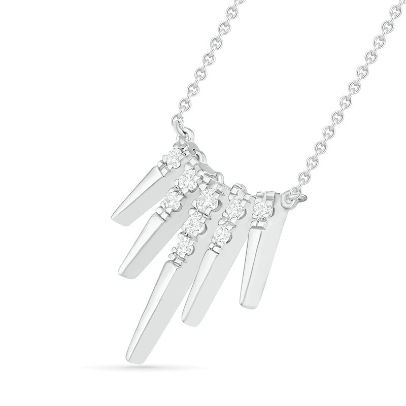 0.18 CT. T.W. Diamond Graduated Spike Necklace in Sterling Silver