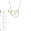 Thumbnail Image 2 of 0.04 CT. T.W. Diamond Butterfly and "mom" Heart Necklace in Sterling Silver and 10K Gold