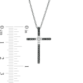 0.20 CT. T.W. Enhanced Black and White Diamond Cross Pendant in Sterling Silver